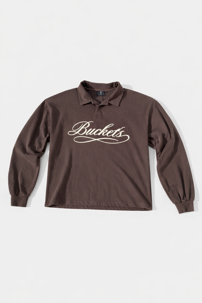 BUCKETS Script Collared Pullover
