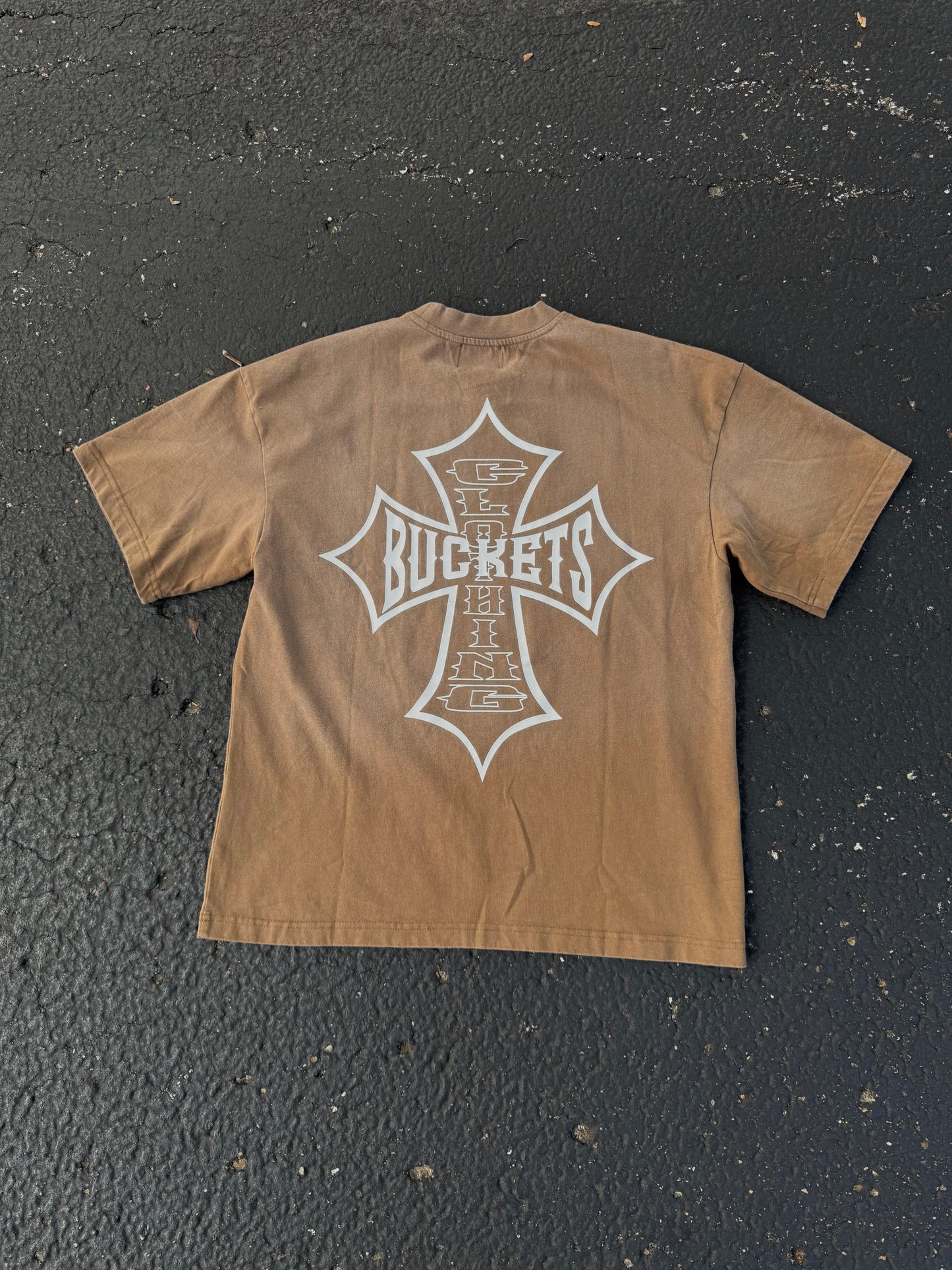 Buckets Clothing Cross Tee - Dark Taupe