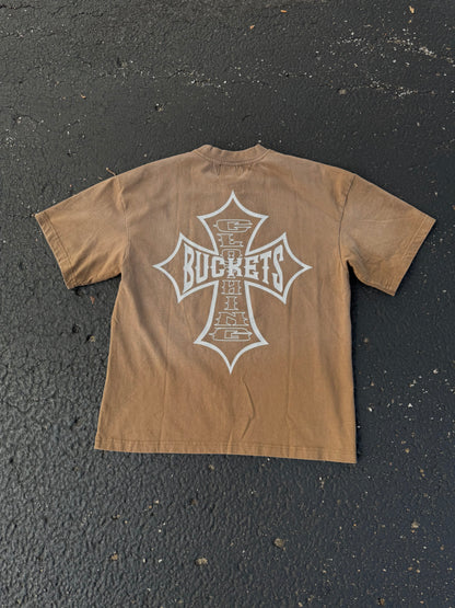 Buckets Clothing Cross Tee - Dark Taupe