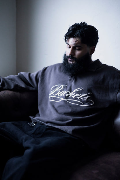 BUCKETS Script Collared Pullover